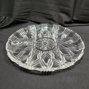 Antique American Brilliant Cut Glass 4 Section Divided Mid Cntry Modern Platter